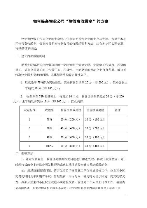 如何提高物业公司“物管费收缴率”的方案