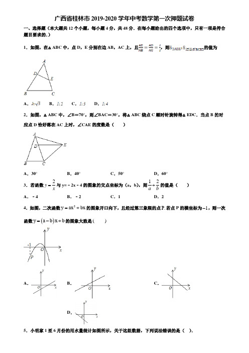 广西省桂林市2019-2020学年中考数学第一次押题试卷含解析