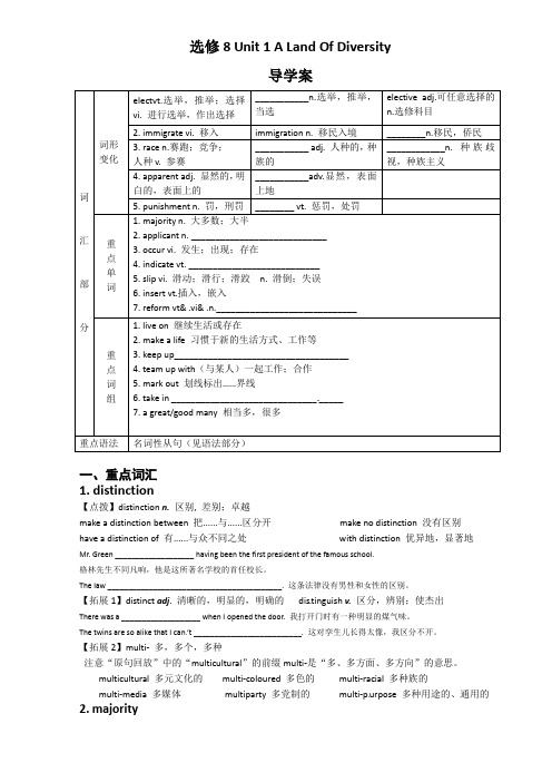 高中英语选修八第一单元Unit1