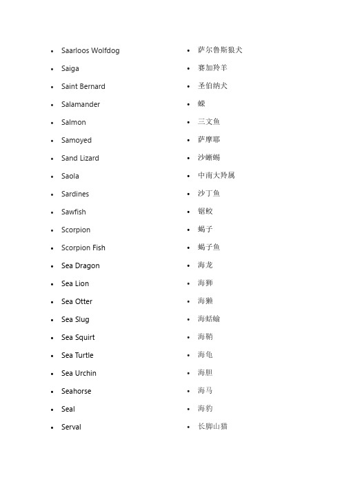 英语词汇学习,以字母S开头的动物英文名,中英文对照动物名称大全