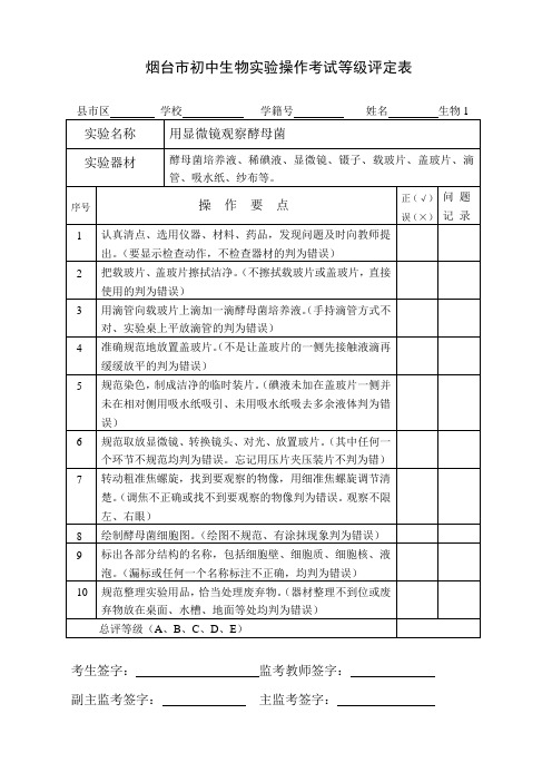 2015年烟台市生物实验技能考试题讲解