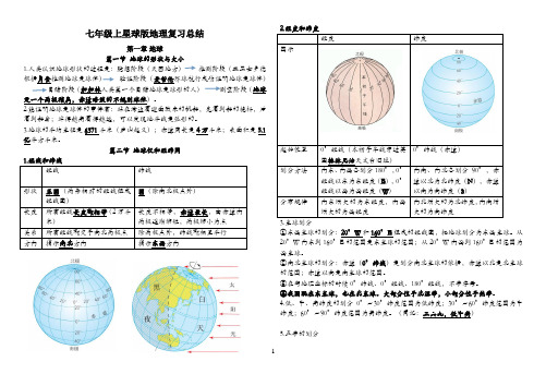 七年级上册地理复习资料星球版