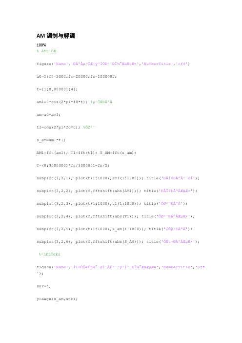 基于matlab的 AM,FM调制与解调报告