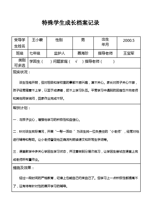 特殊学生成长档案记录88002