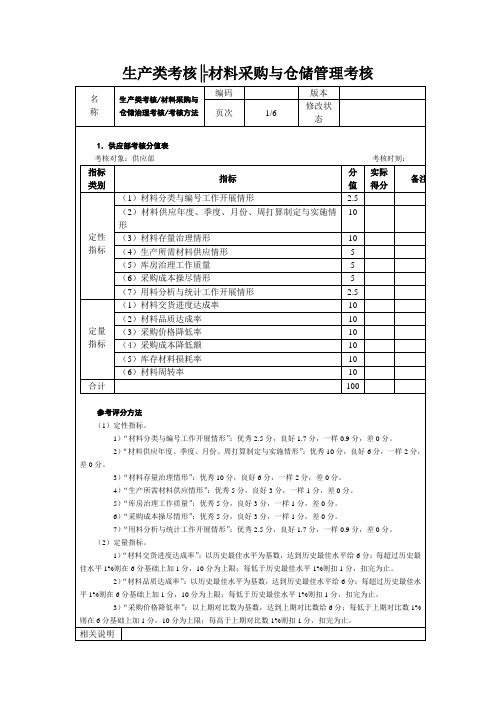 生产类考核╠材料采购与仓储管理考核