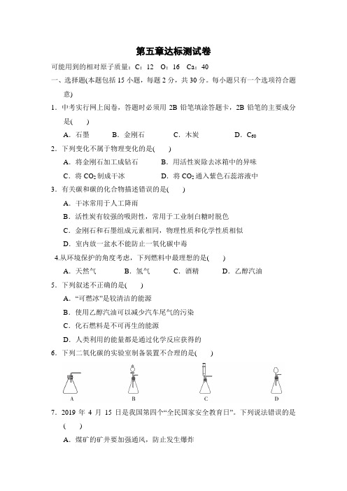 科学版九年级化学上册第五章 燃料 第五章达标测试卷