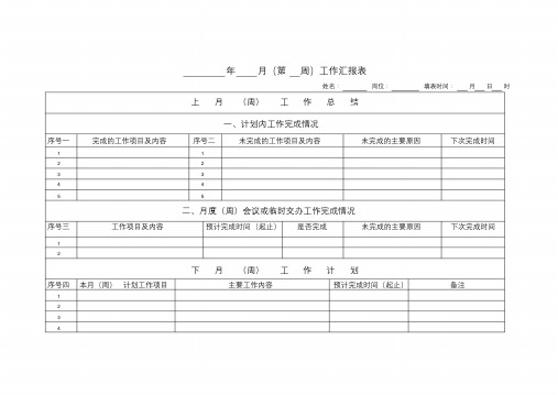 个人月度工作总结和工作计划表格精选