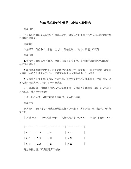 气垫导轨验证牛顿第二定律实验报告