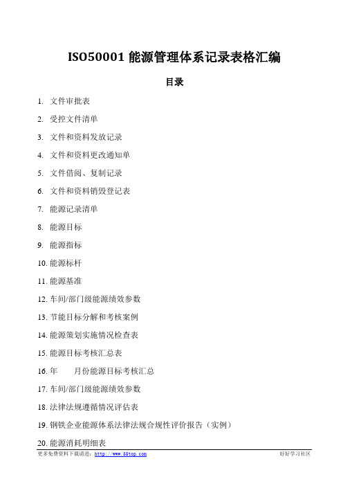 ISO50001能源管理体系记录表格汇编