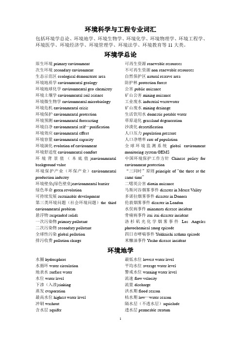 环境科学与工程-专业英语词汇