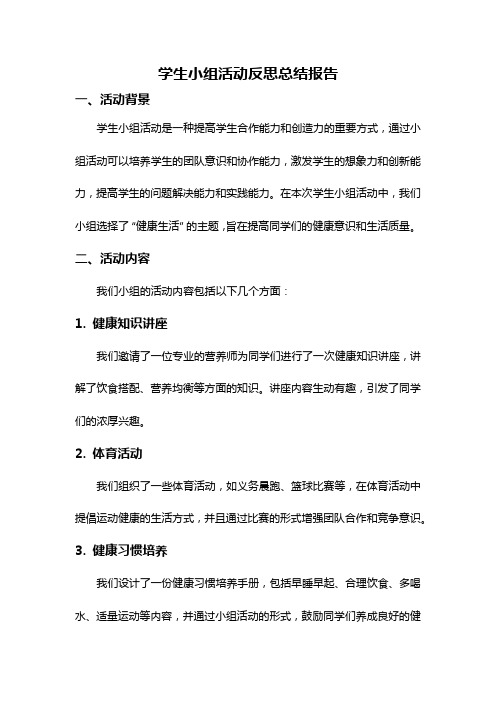 学生小组活动反思总结报告