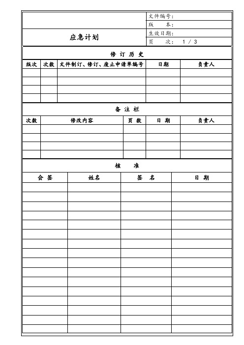 IATF16949体系工厂应急计划案例样板