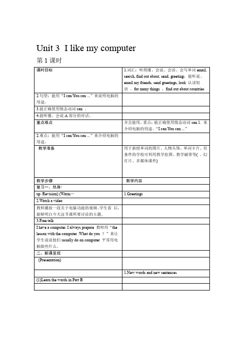 2019六年级上册英语教案Unit3Ilikemycomputer湘少版语文