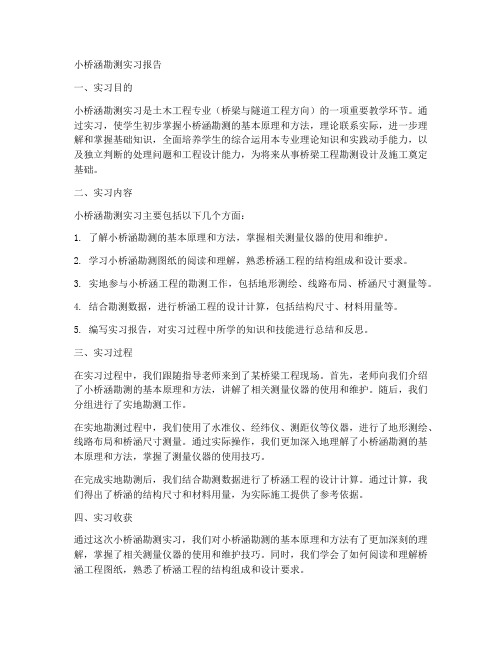 小桥涵勘测实习报告