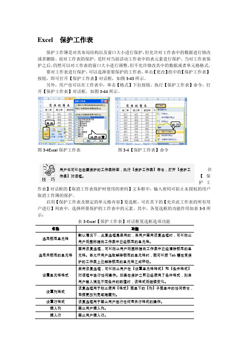 Excel  保护工作表