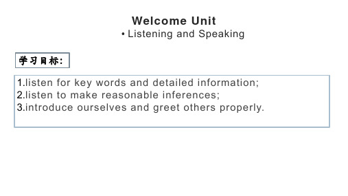 高中英语： Welcome Unit Listening and Speaking 张)