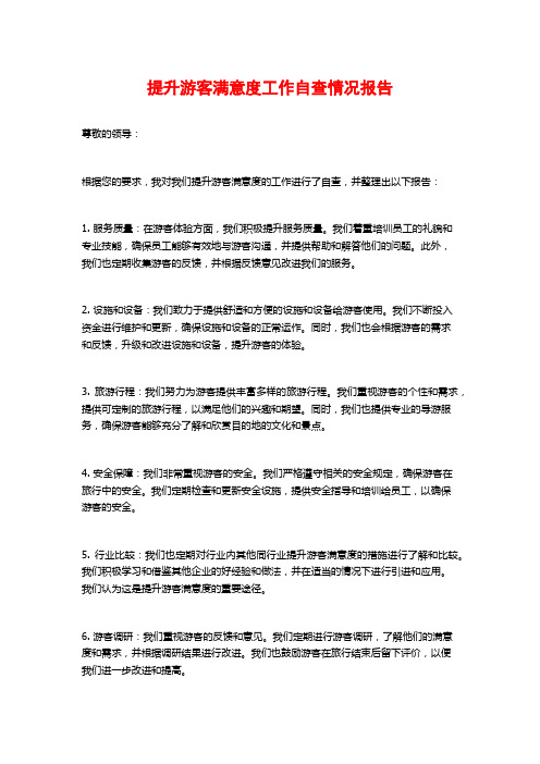 提升游客满意度工作自查情况报告