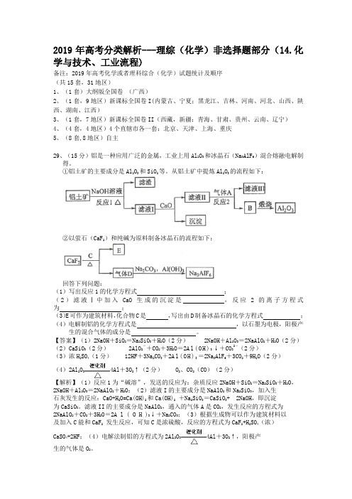 2019年高考分类解析-理综(化学)非选择题部分(化学与技术、工业流程)