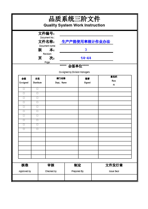 生产产能使用率统计作业办法