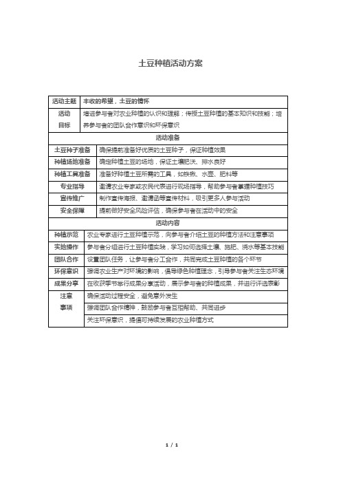 土豆种植活动方案