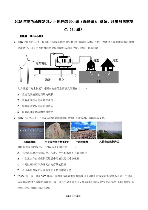 2025年高考地理复习之小题狂练300题(选择题)：资源、环境与国家安全(10题)