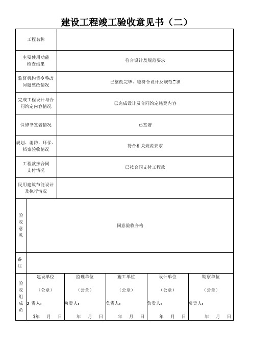 建设工程竣工验收意见书简单