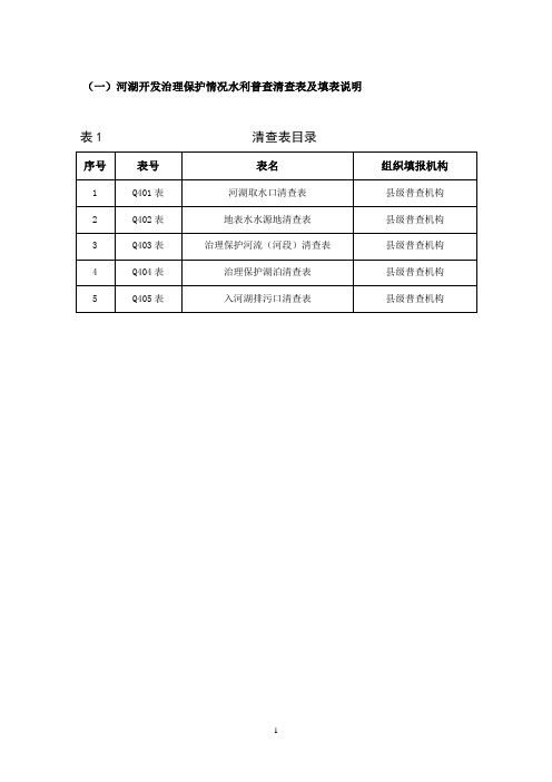 河湖开发治理清查表及取水口台账表