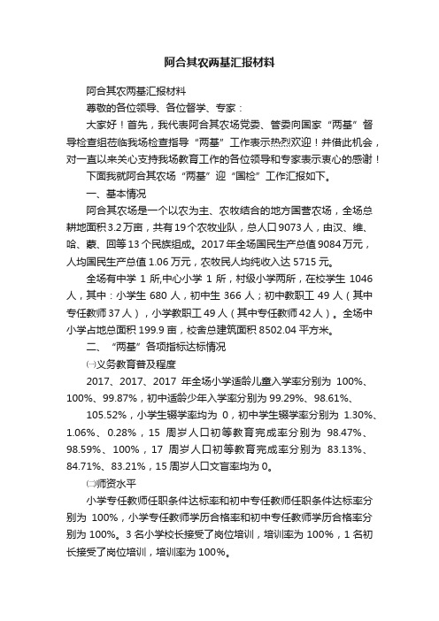 阿合其农两基汇报材料