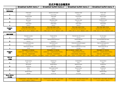 breakfast buffet menu