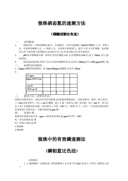 植株硝态氮的速测方法