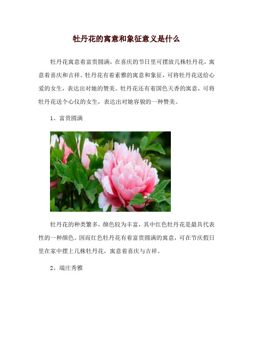 牡丹花的寓意和象征意义是什么