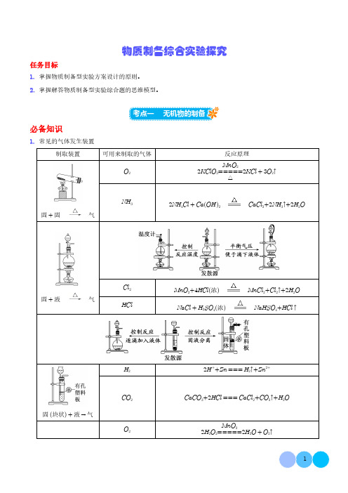 物质制备综合实验探究(讲义)(含答案)