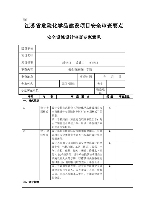 (安全设施设计审查专家意见部分)