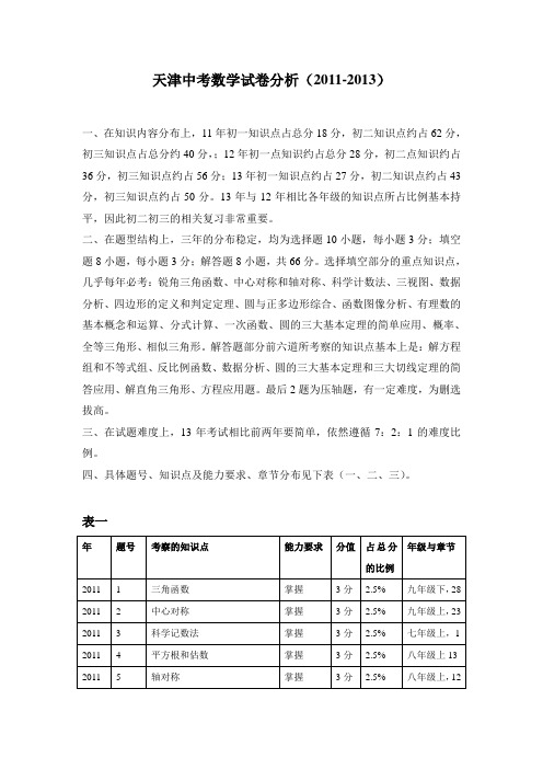 试卷分析1天津中考数学试卷分析