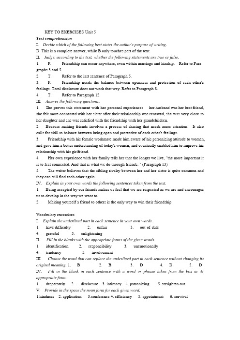 KEY TO EXERCISES-Unit 5