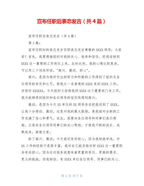 宣布任职后表态发言(共4篇)