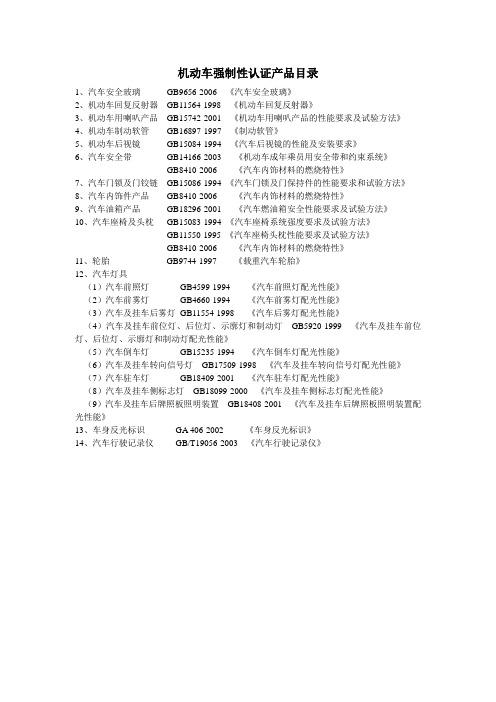 强制性认证产品目录