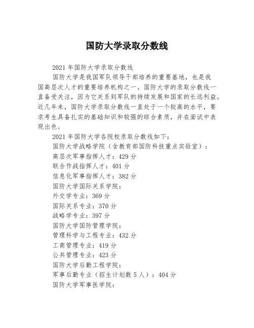 国防大学录取分数线