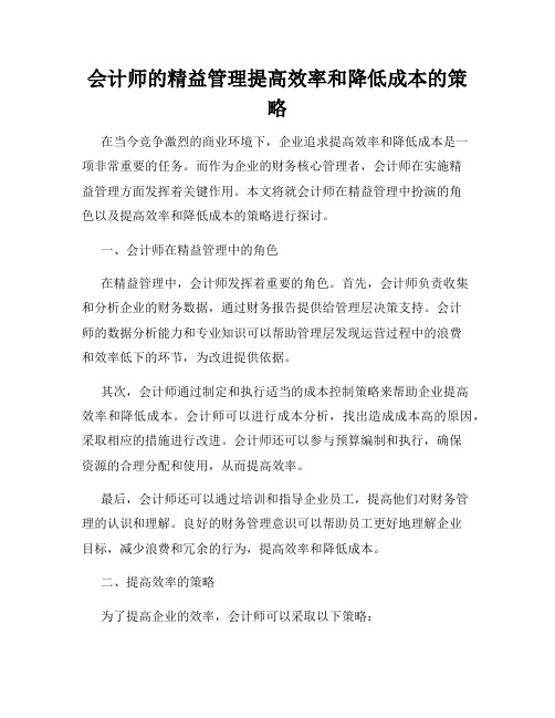 会计师的精益管理提高效率和降低成本的策略