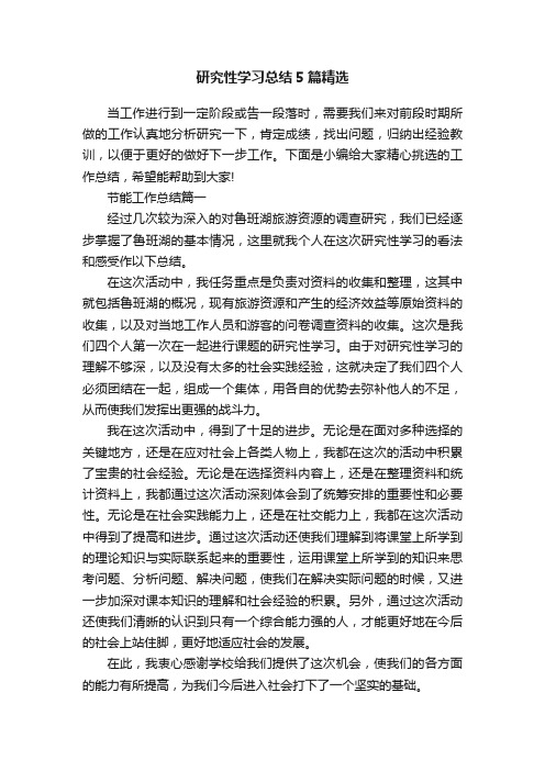 研究性学习总结5篇精选