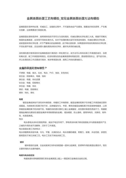 金属表面处理工艺有哪些,常见金属表面处理方法