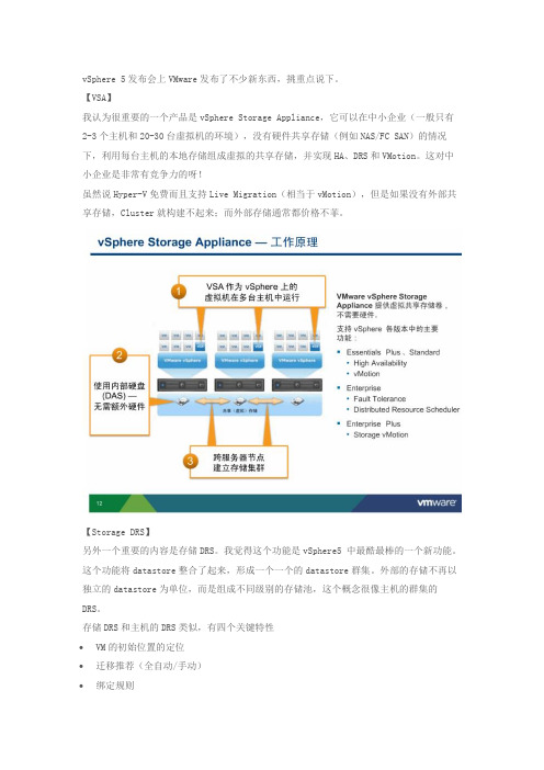 vsphere VSA和存储DRS区别