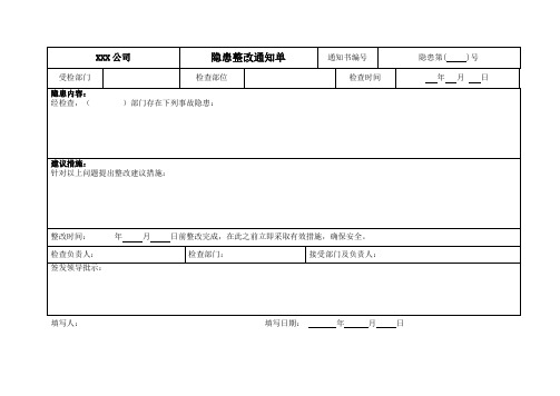 隐患整改通知单、回执单、验收单