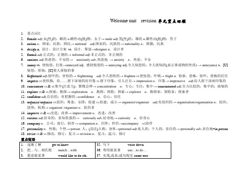 备考2024年高考一轮复习必修一Weleunit背诵版