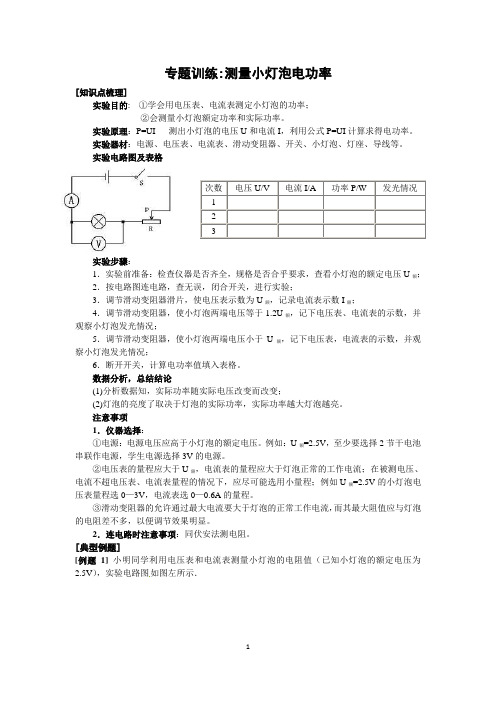 测量小灯泡电功率 专题训练