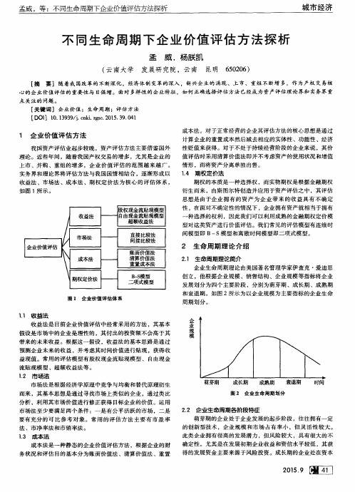 不同生命周期下企业价值评估方法探析