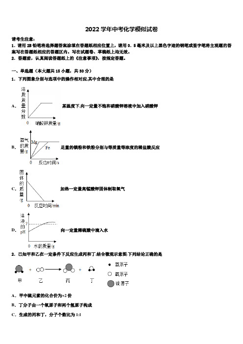 2022年湘潭市重点中学中考化学模拟预测试卷(含解析)