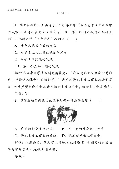 新课标人教版高三历史总复习 课时作业22(含解析)