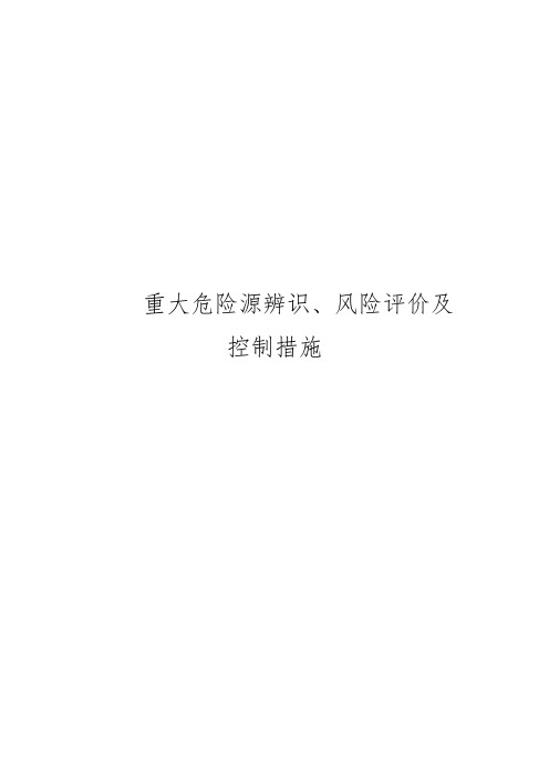 重大危险源辨识、风险评价及控制措施