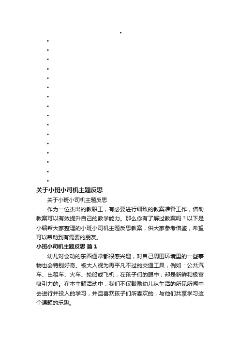 关于小班小司机主题反思